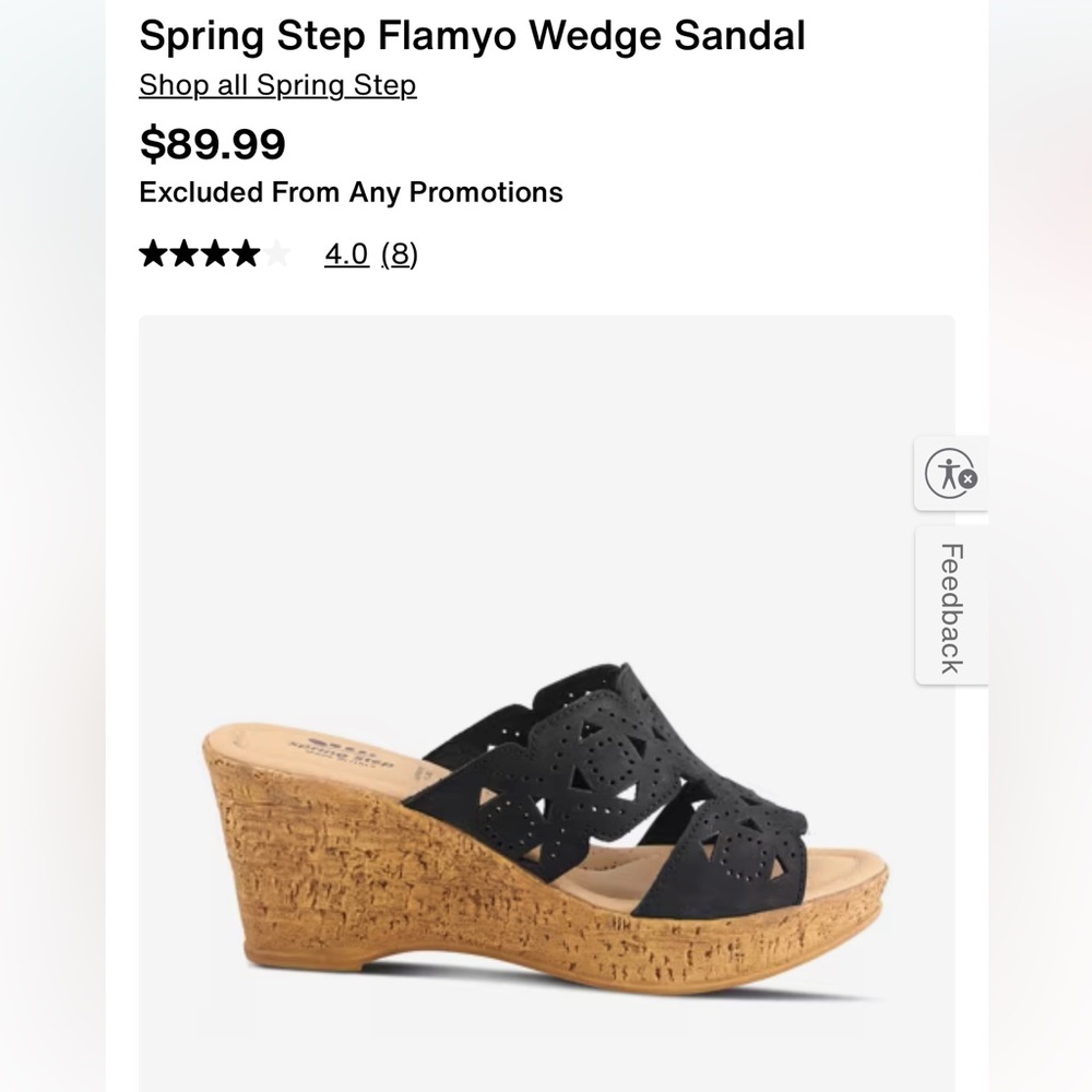 Spring Step Dora Black Leather Cork Wedge Platform Sandals Women’s Size EU 39 8 - Picture 2 of 13
